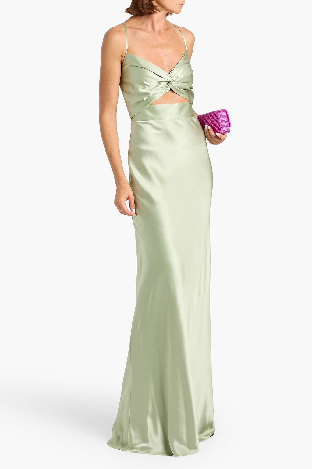 MICHELLE MASON Twisted cutout silk-satin gown