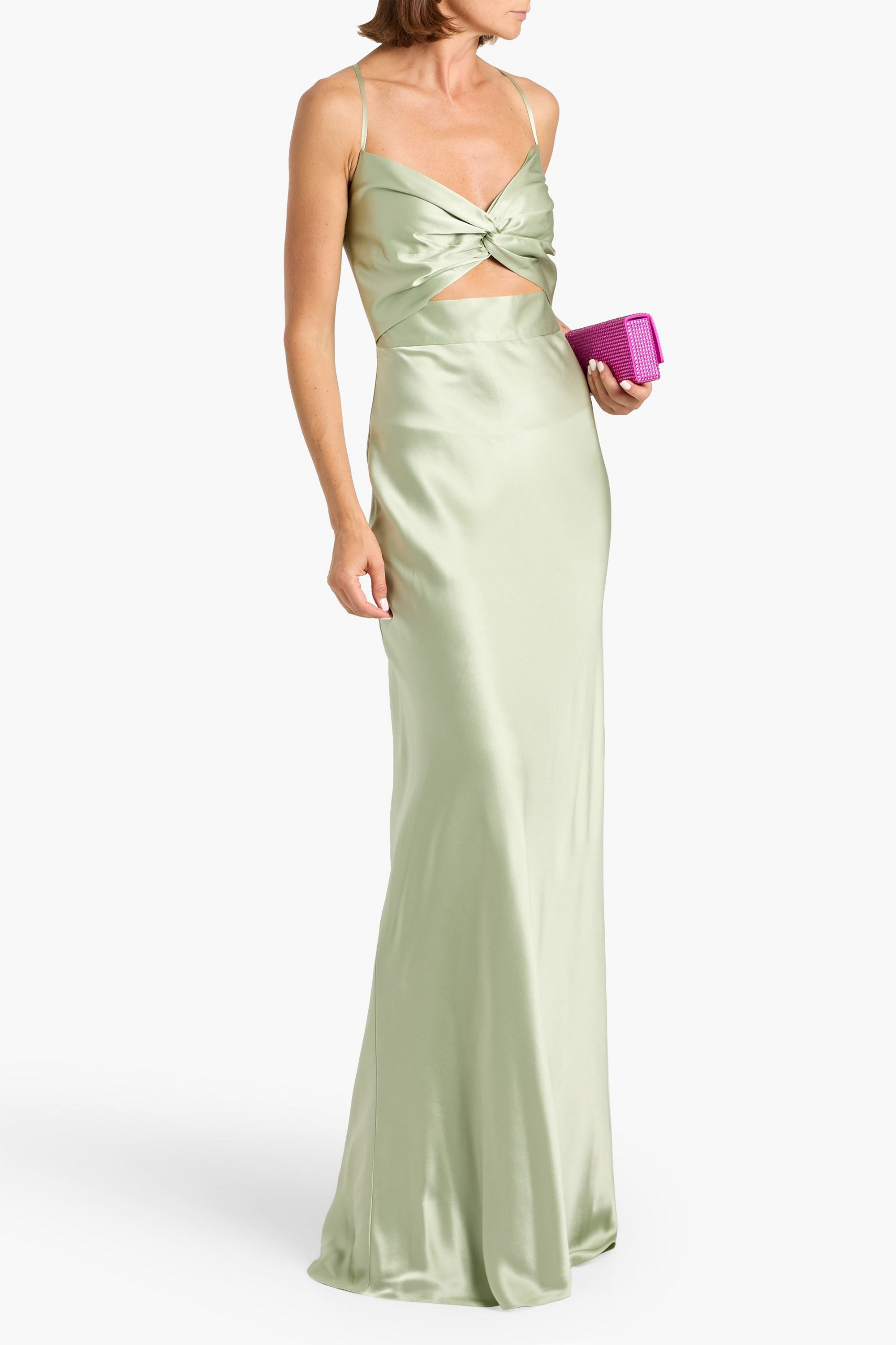 MICHELLE MASON Twisted cutout silk-satin gown