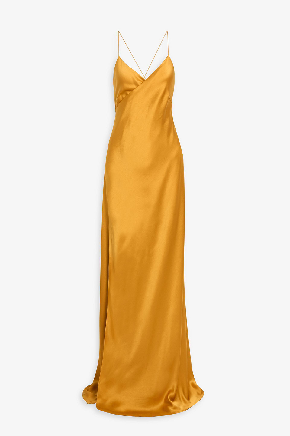 Michelle Mason Silk-satin Wrap Gown In Orange