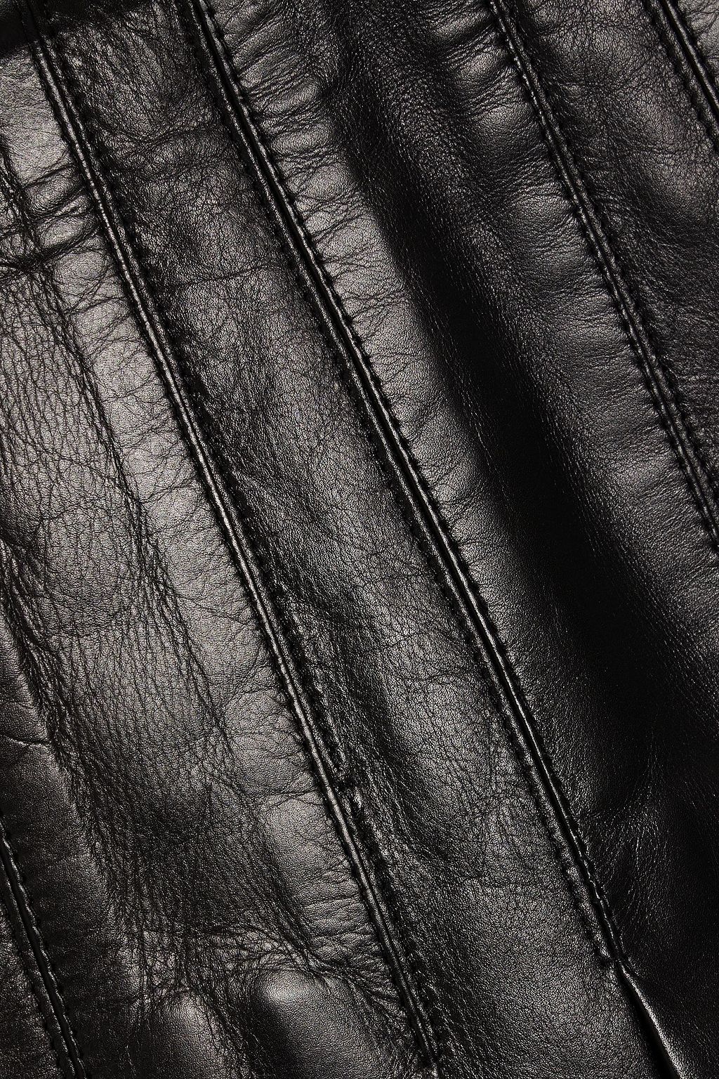 VALENTINO GARAVANI Pleated leather mini skirt