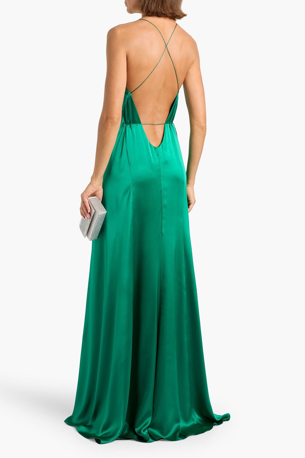 MICHELLE MASON Silk-satin wrap gown