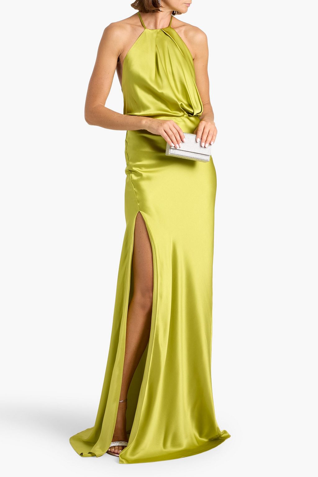 MICHELLE MASON Draped cutout silk-satin gown