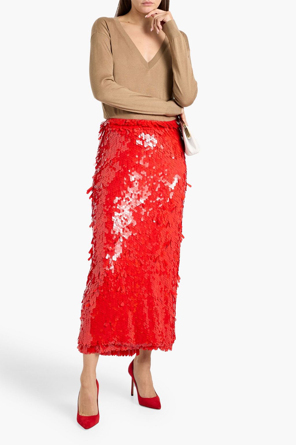 VALENTINO GARAVANI Sequined tulle midi skirt