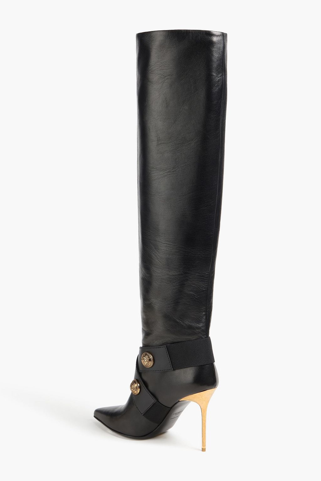 BALMAIN Alma embellished leather over-the-knee boots