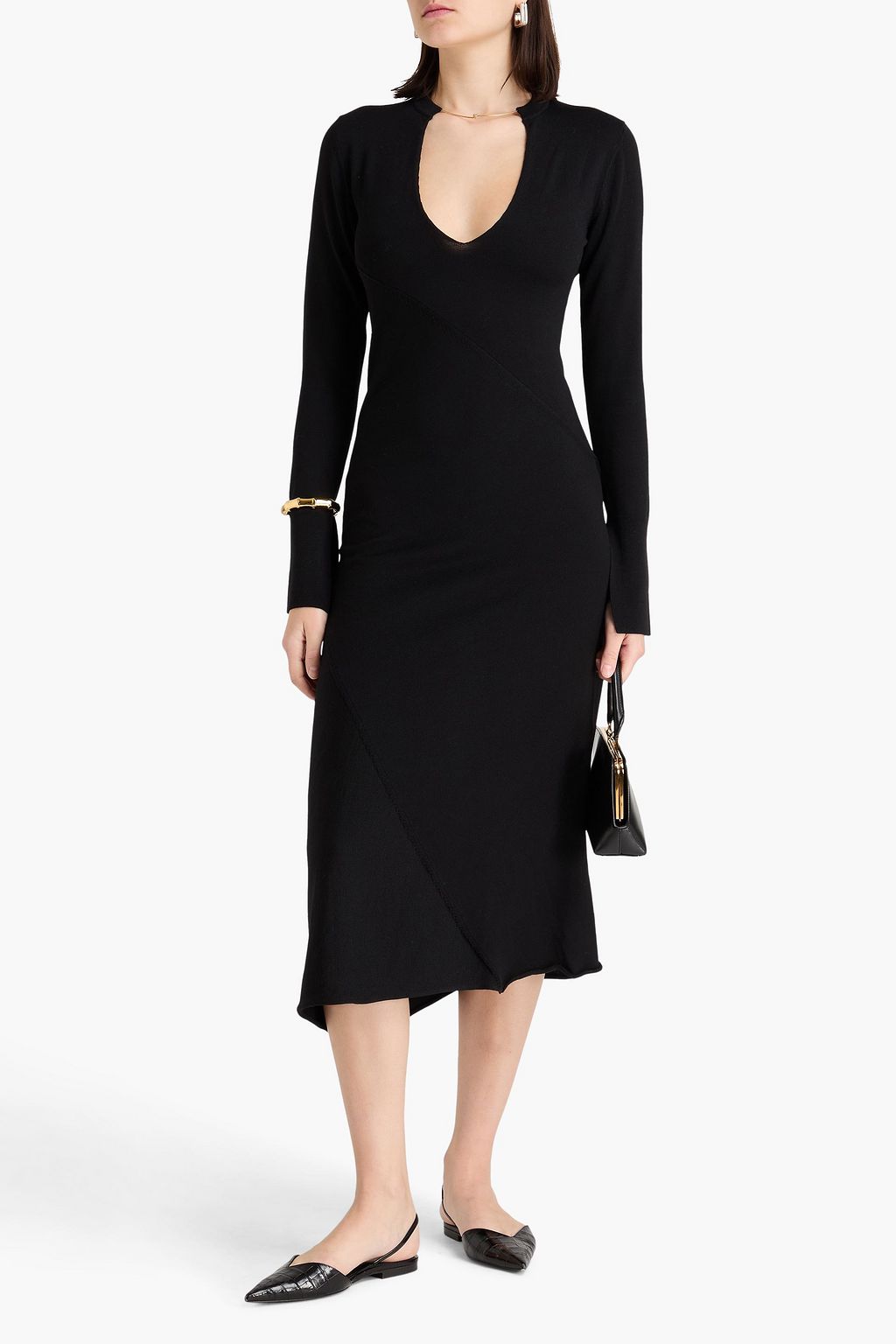 JIL SANDER Embellished wool midi dress