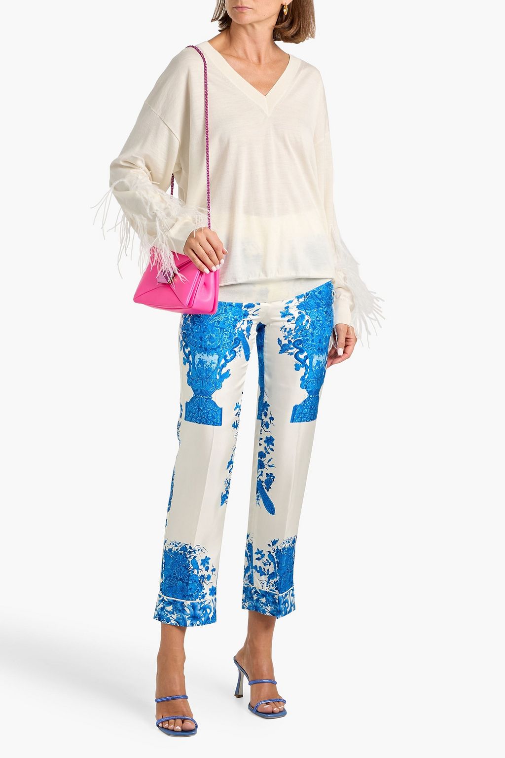 VALENTINO GARAVANI Feather-trimmed wool sweater