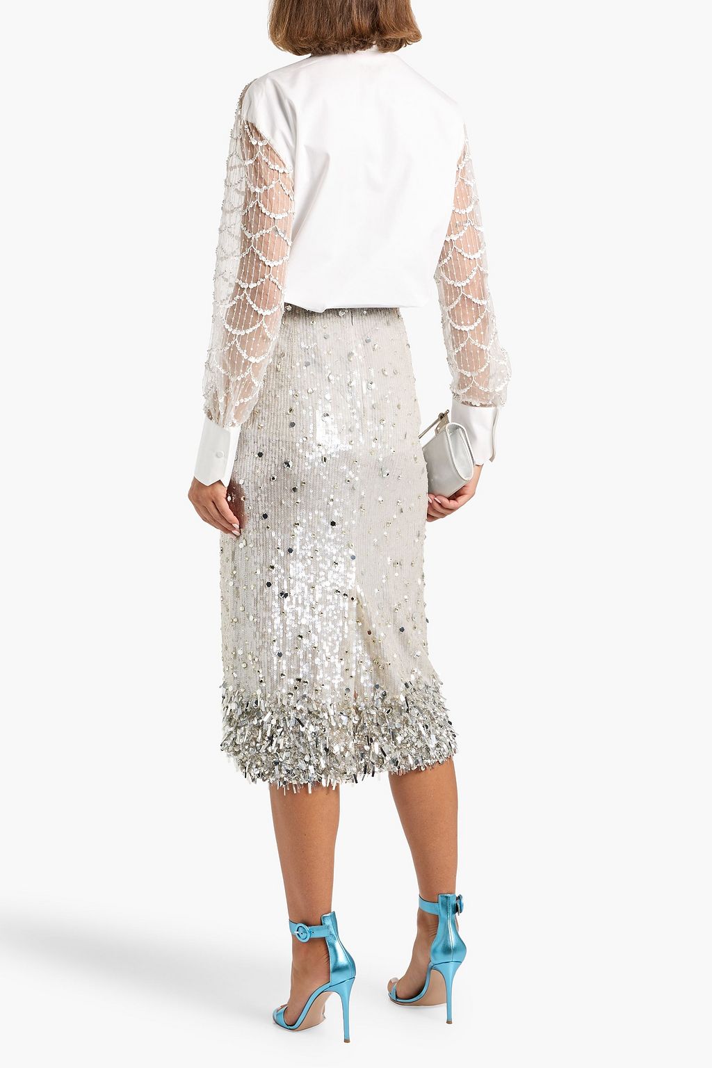 VALENTINO GARAVANI Embellished tulle midi skirt