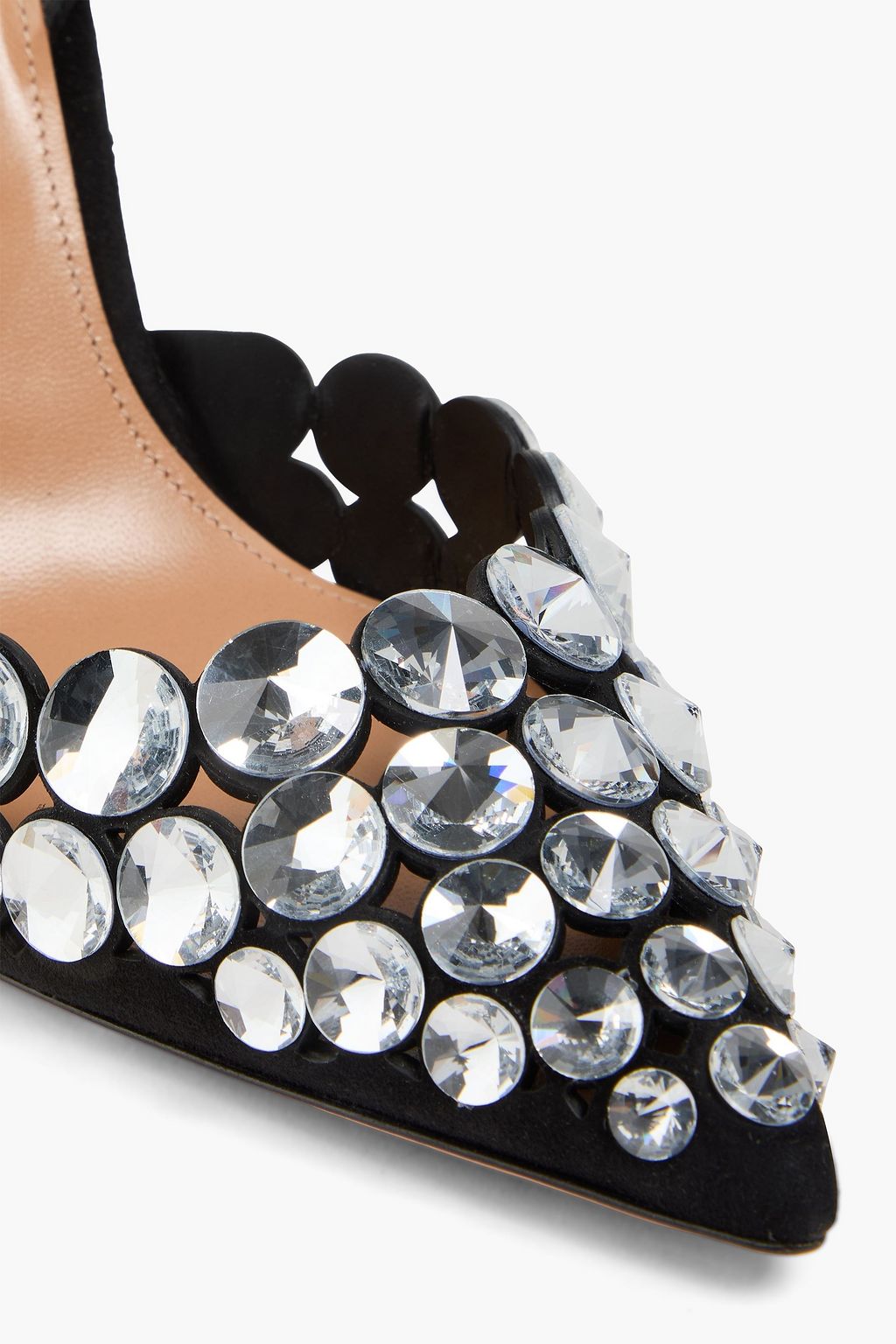 AQUAZZURA Crystal-embellished suede slingback pumps