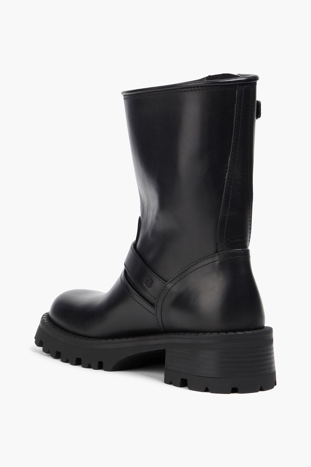 VERSACE بوت كومبات من الجلد مزوّد بإبزيم