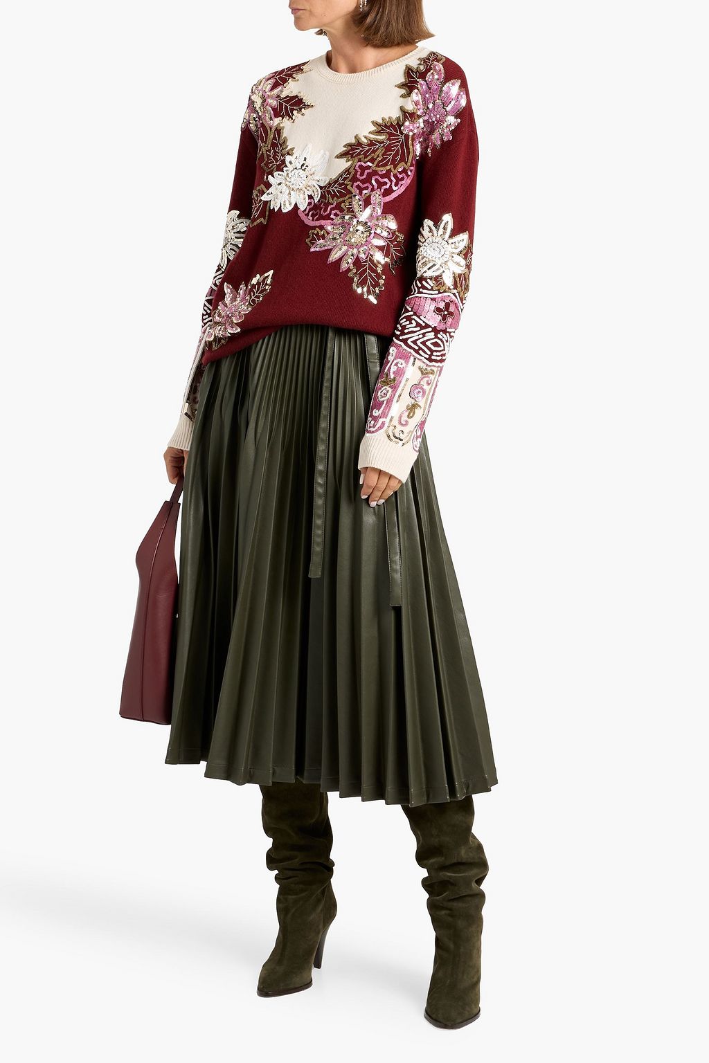 VALENTINO GARAVANI Embellished wool and cashmere-blend sweater
