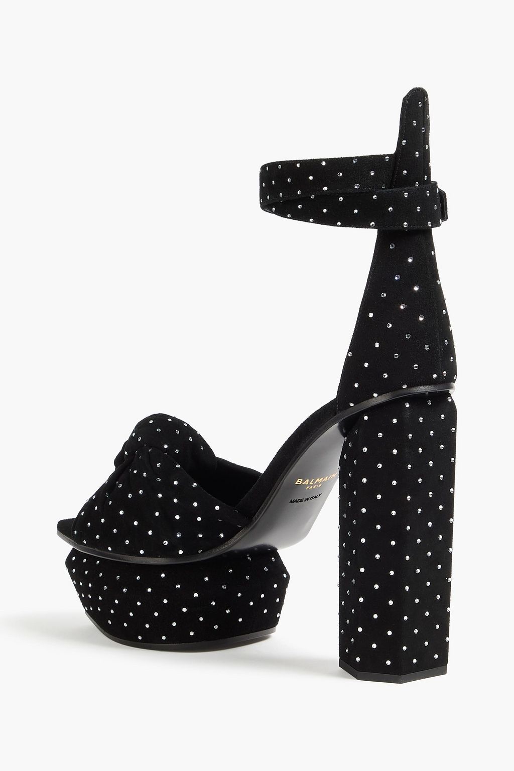 BALMAIN Ava embellished suede platform sandals