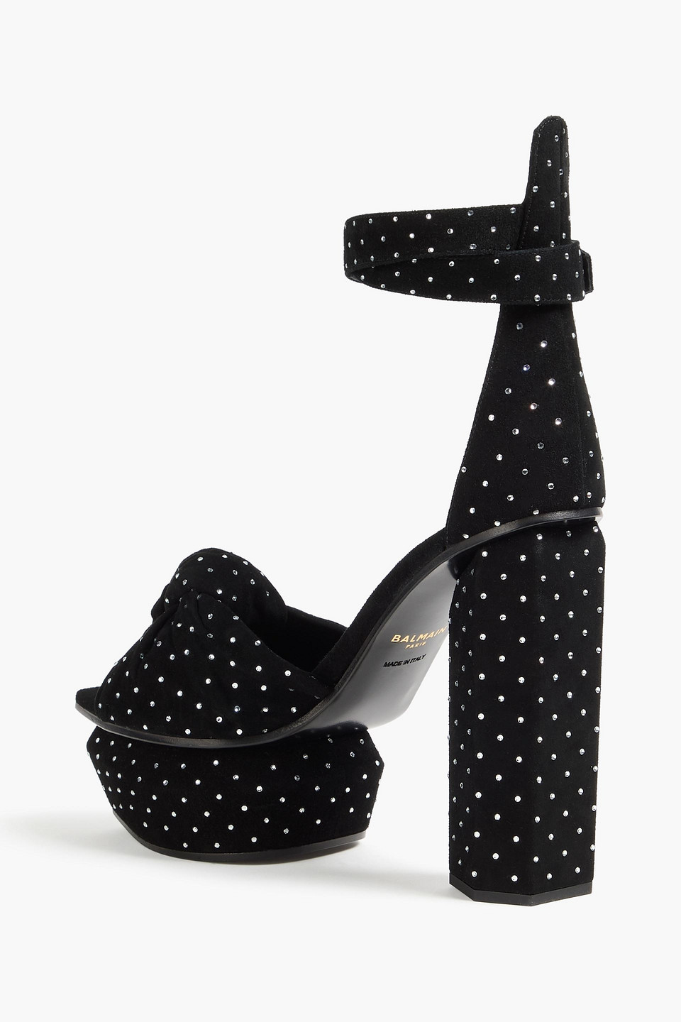  Balmain - Ava Embellished Suede Platform Sandals - Black - Eu 38.5 