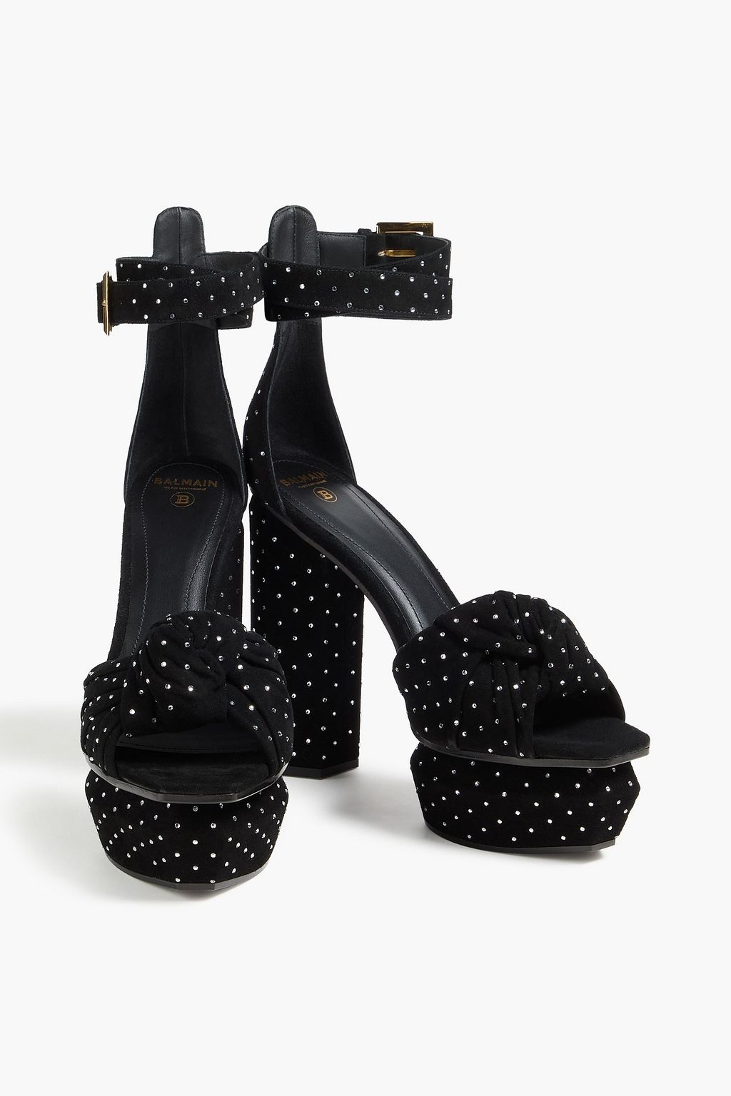 BALMAIN Ava embellished suede platform sandals