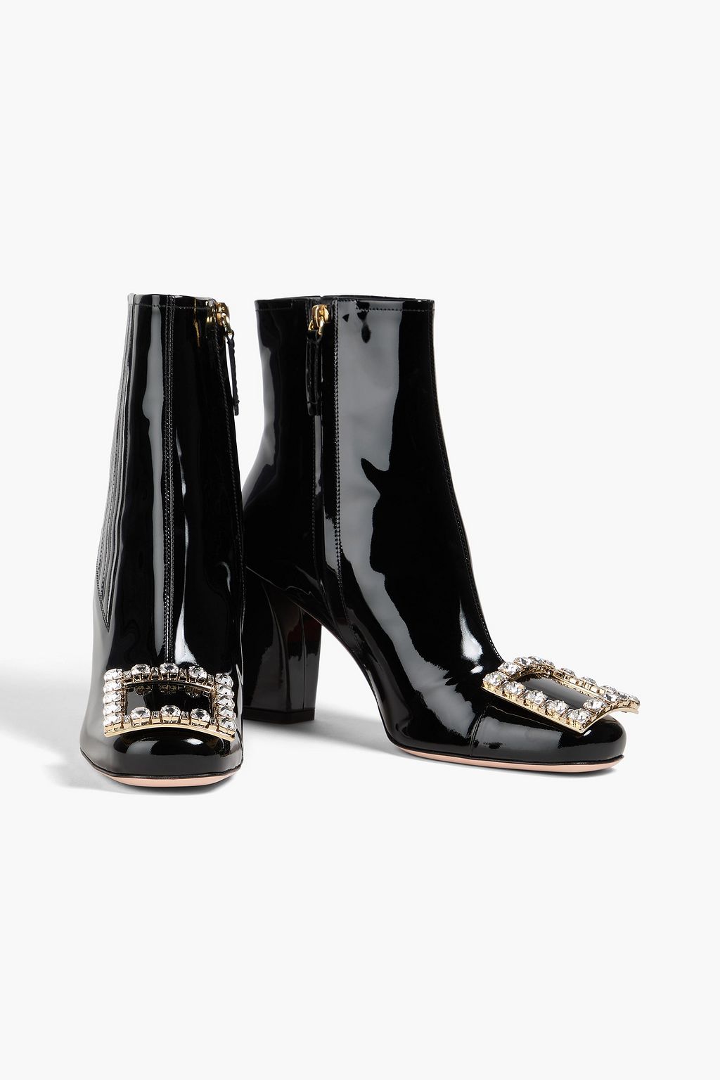 ROGER VIVIER Tres Vivier embellished patent-leather ankle boots