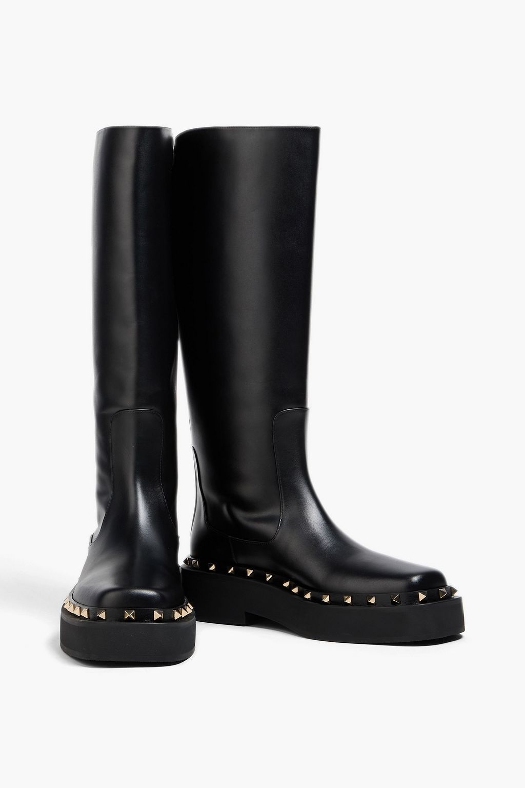 VALENTINO GARAVANI Rockstud leather knee boots