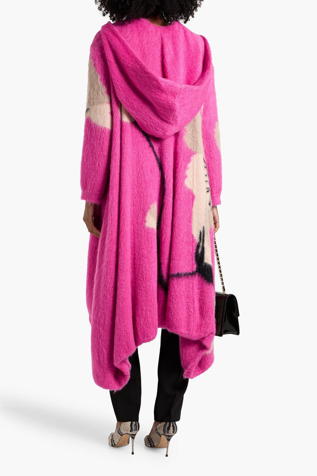 VALENTINO GARAVANI Jacquard-knit mohair-blend hooded coat