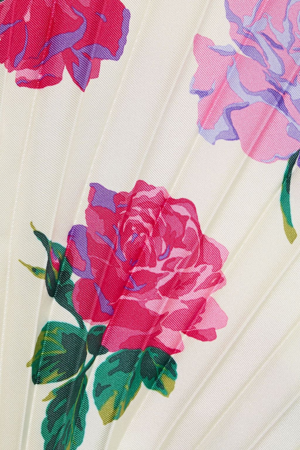 VALENTINO GARAVANI Pleated floral-print silk-twill blouse