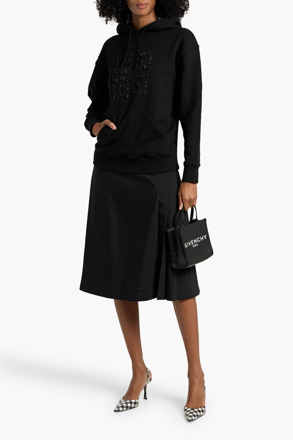 GIVENCHY Floral-appliquéd French cotton-terry hoodie | THE OUTNET