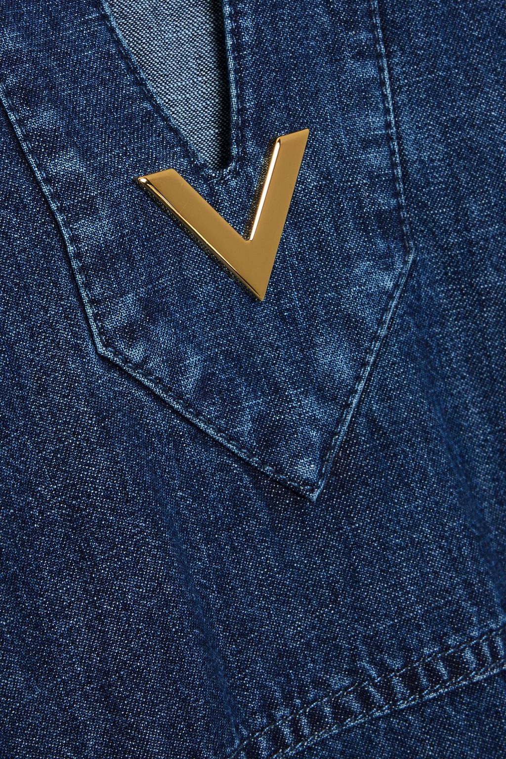 VALENTINO GARAVANI Embellished denim midi dress