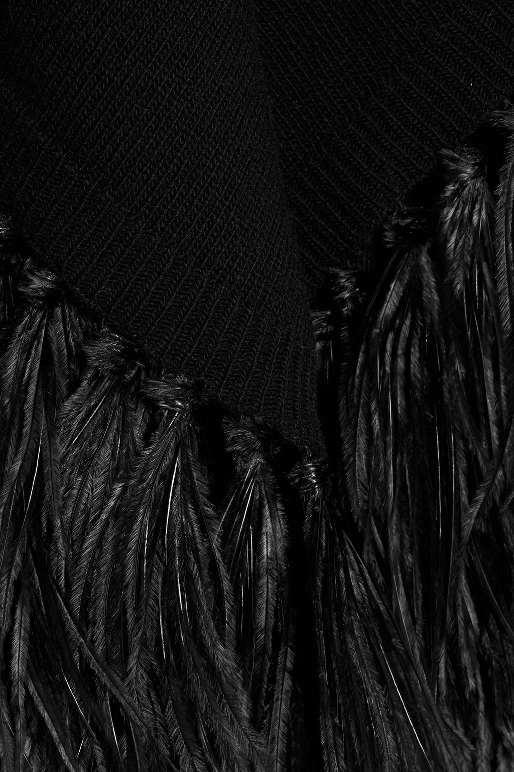 VALENTINO GARAVANI Feather-trimmed wool and cashmere-blend poncho