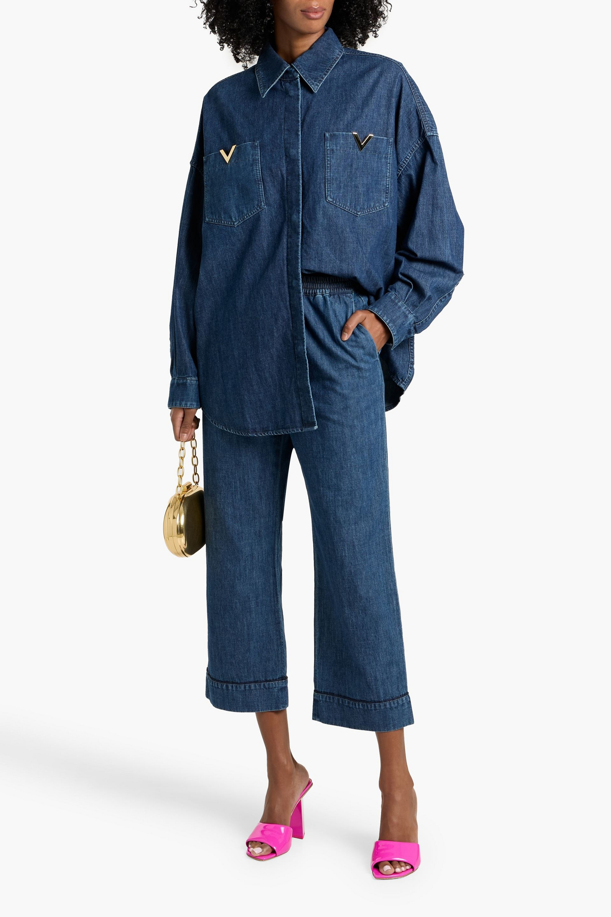 Valentino Garavani Cropped cotton wide-leg pants