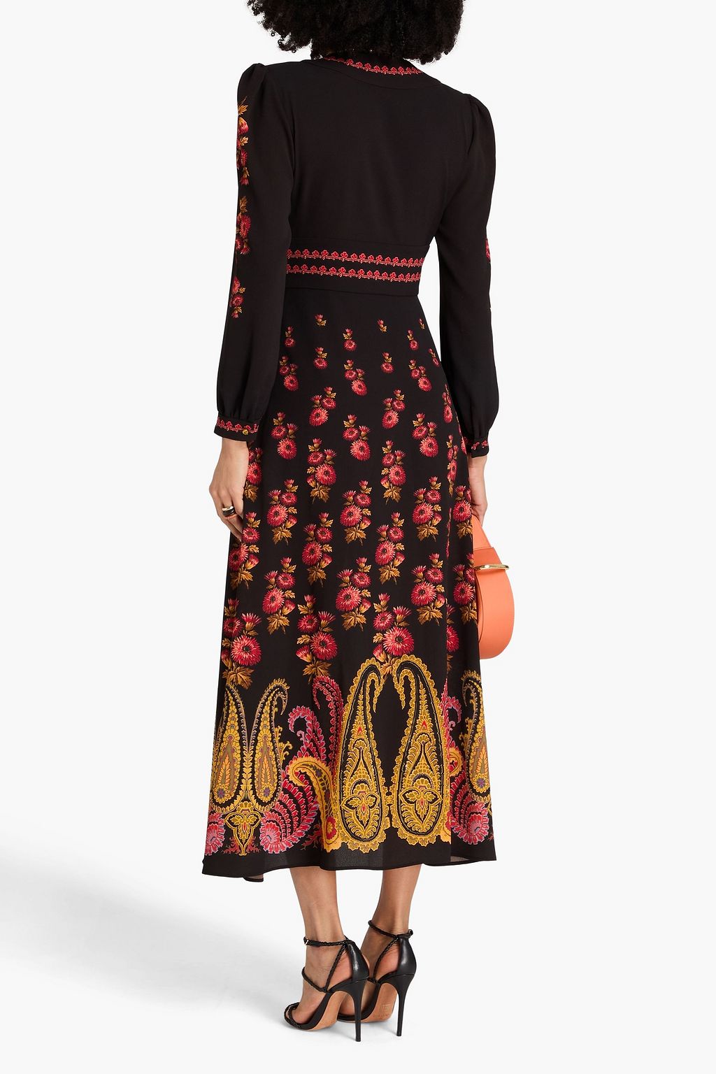 ETRO فستان متوسط الطول من الكريب مزين بطبعة بيزلي