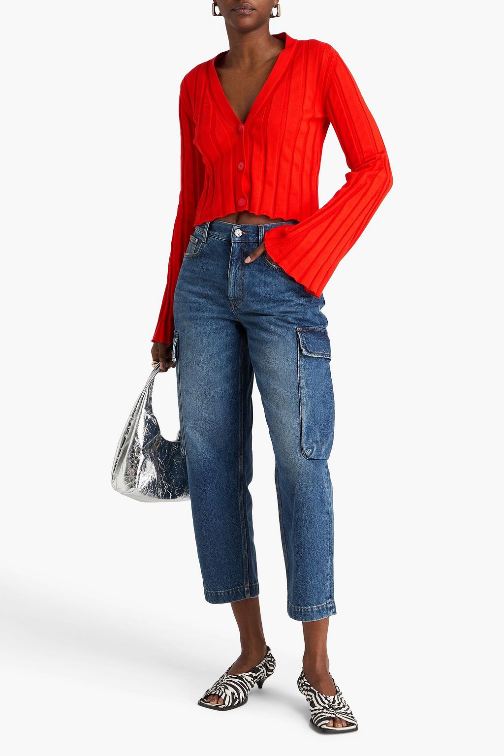 STELLA MCCARTNEY كارديغان من القطن بتصميم مضلّع