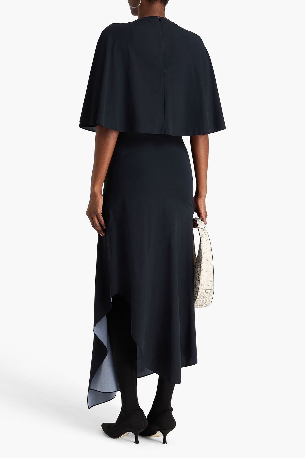 STELLA MCCARTNEY فستان طويل بأسلوب الكاب من الجيرسي المطاط بطبعات وبقصّة غير متماثلة