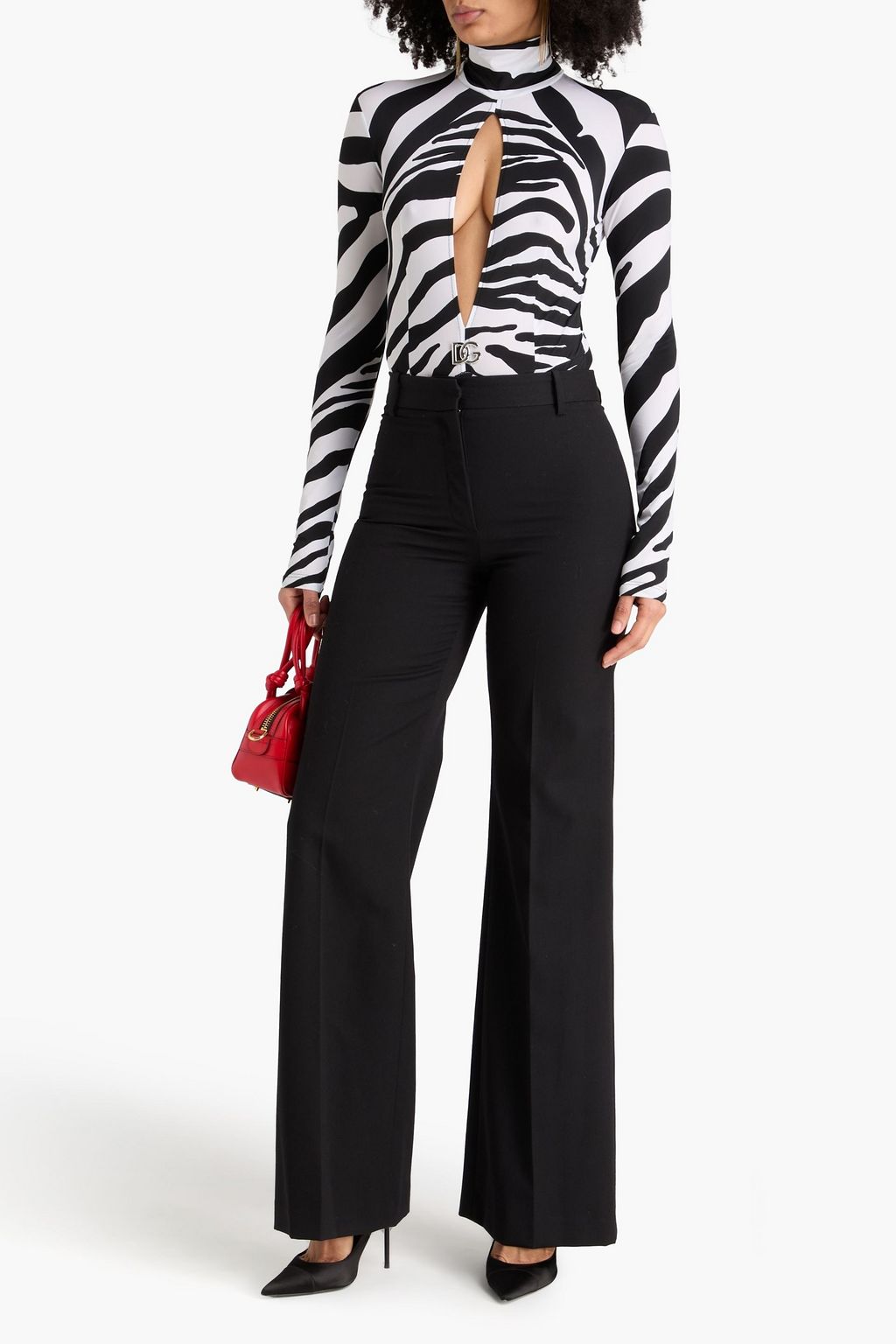 DOLCE&GABBANA Zebra-print stretch-jersey bodysuit