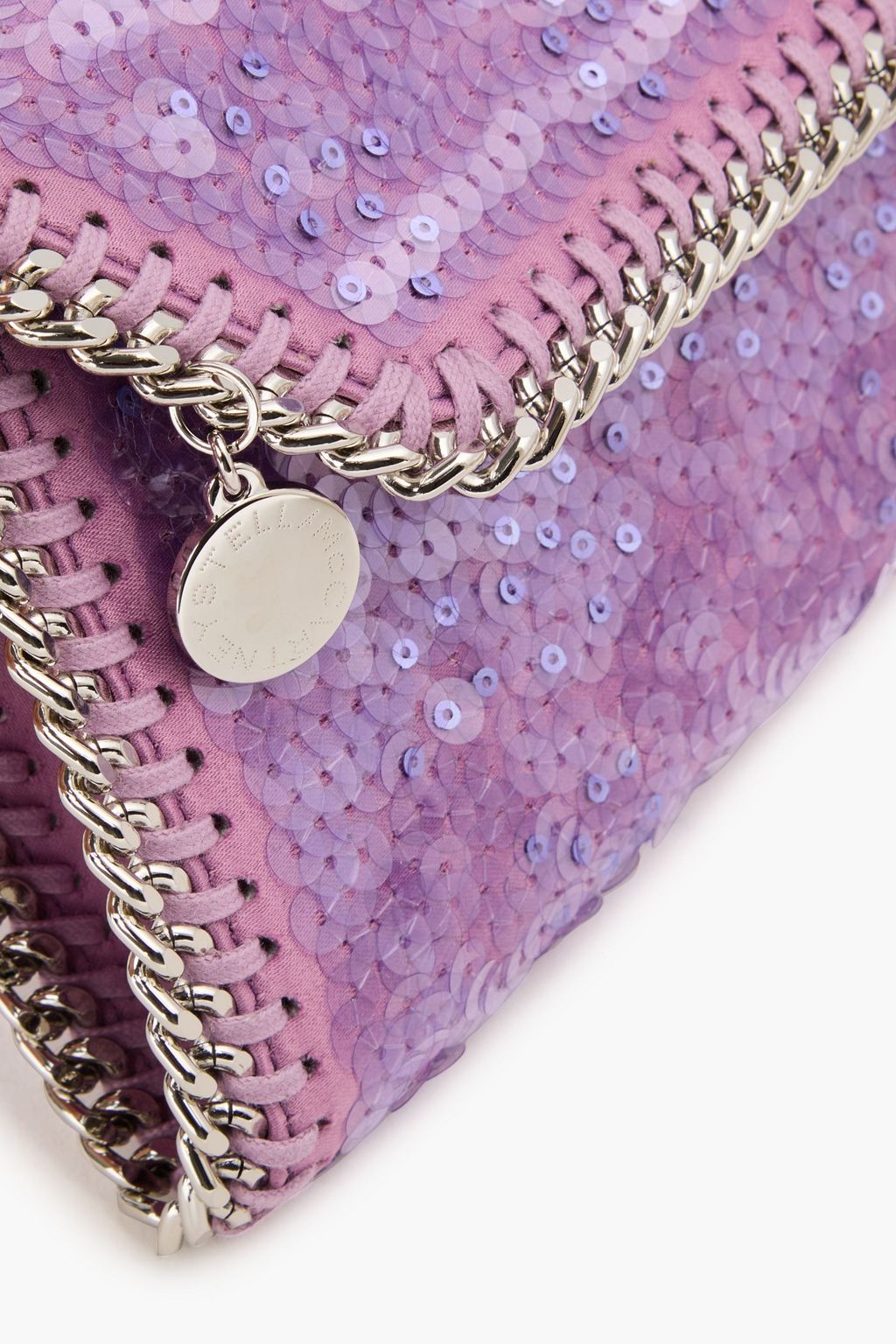 STELLA MCCARTNEY Falabella sequined satin clutch