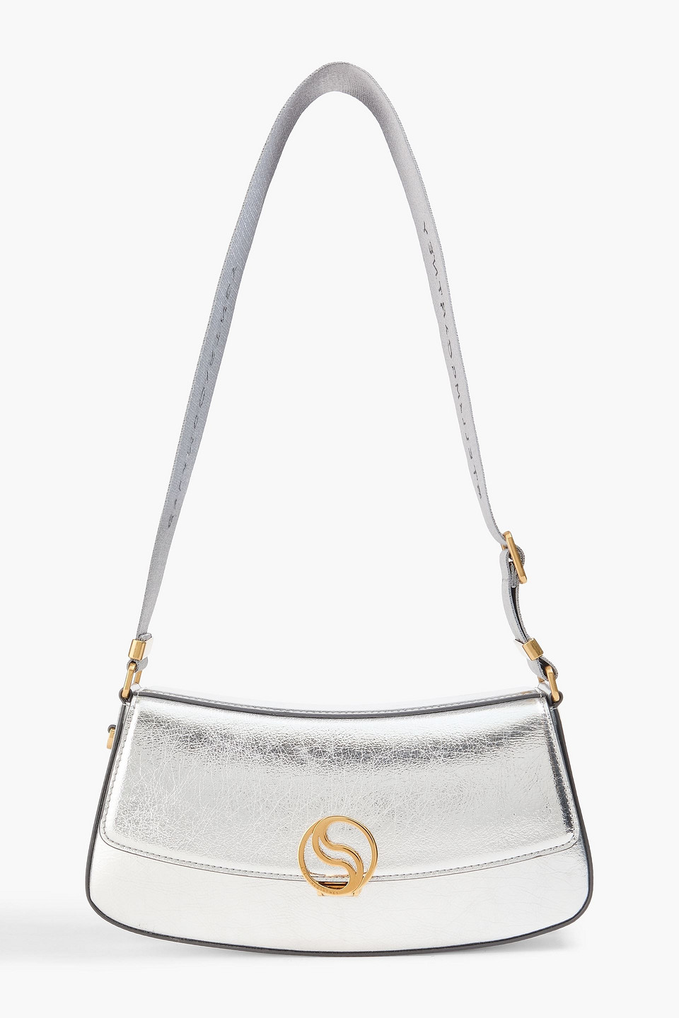 stella mccartney - s-wave metallic textured shoulder bag - metallic - onesize
