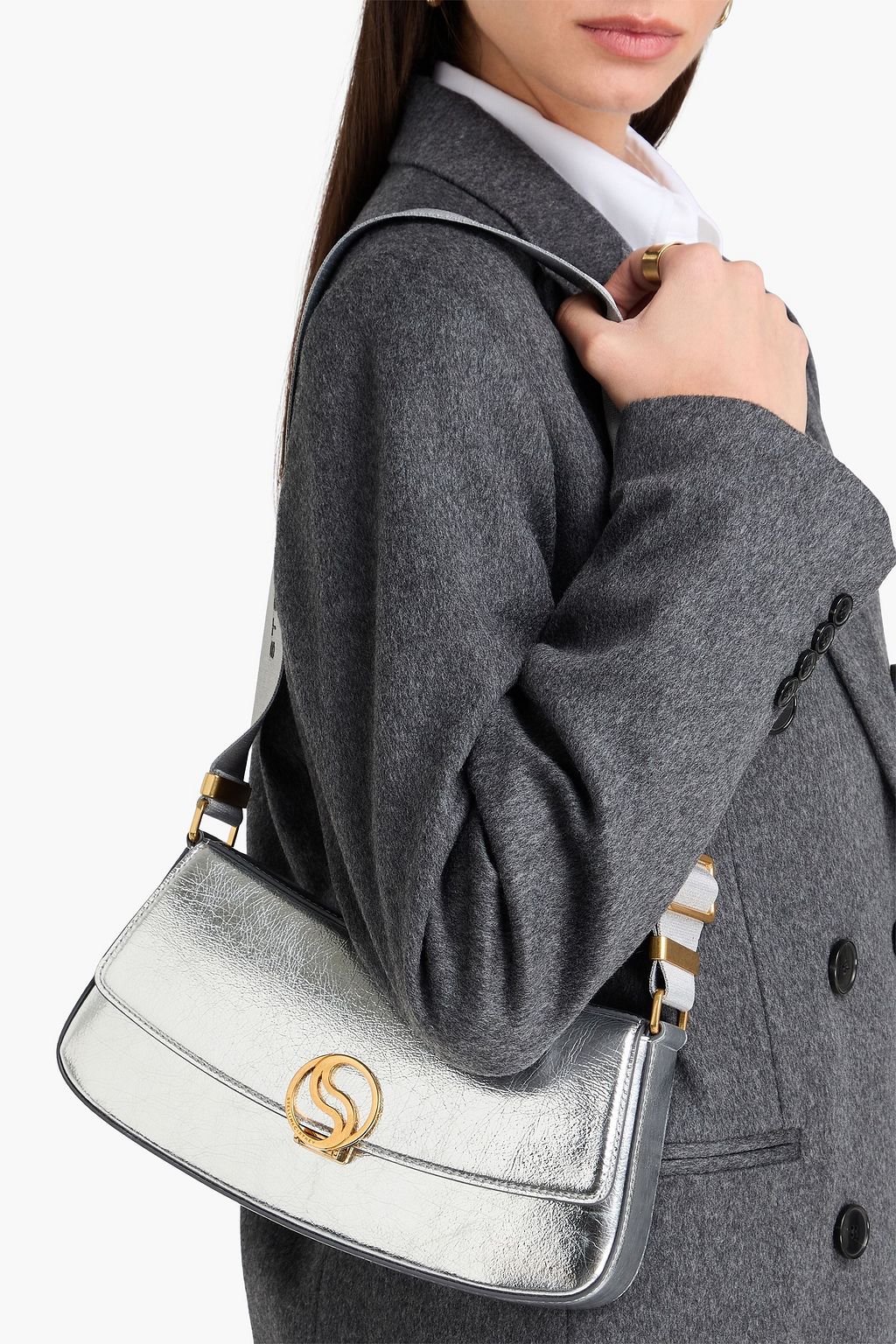 STELLA MCCARTNEY S Wave crinkled metallic shoulder bag