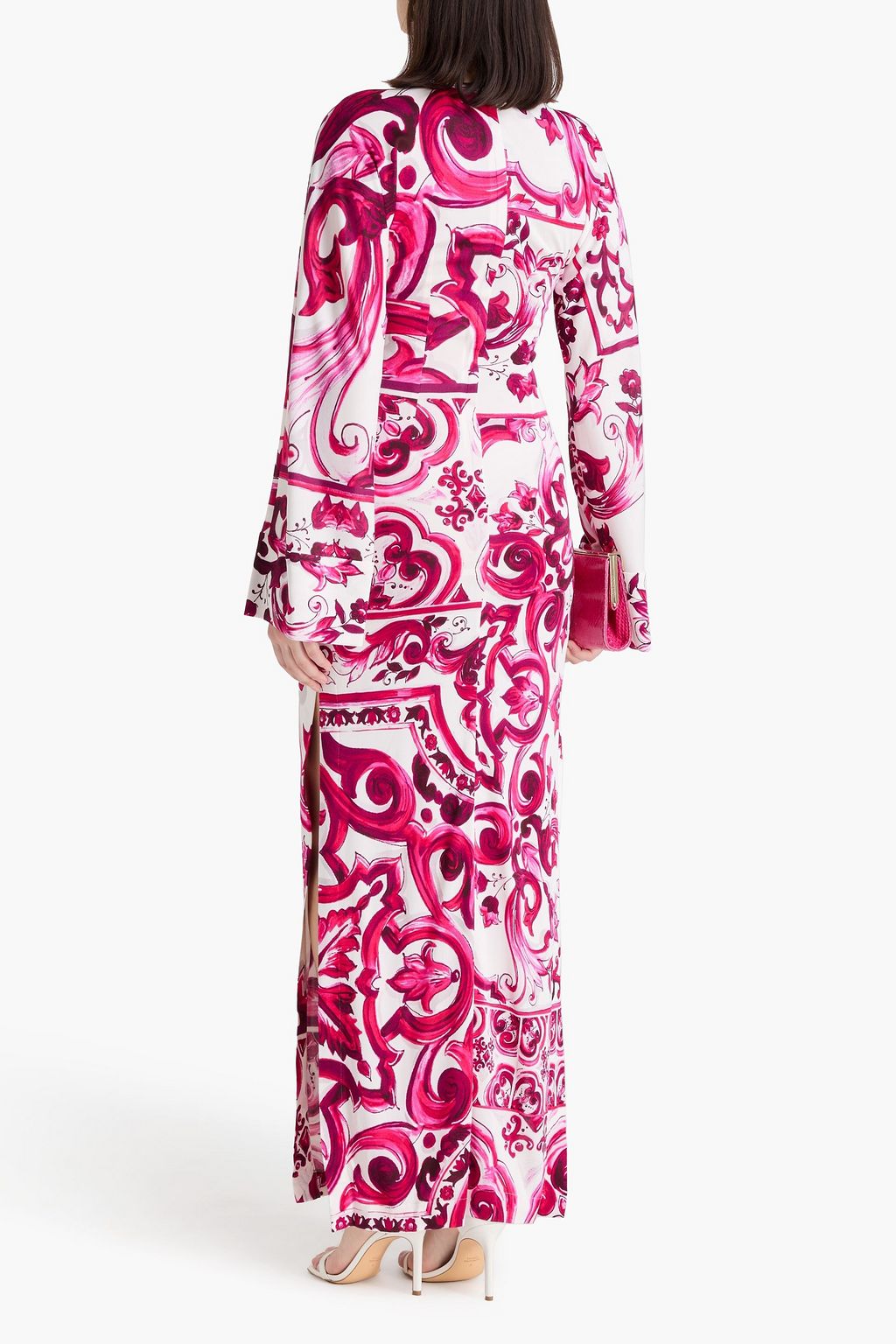 DOLCE&GABBANA فستان طويل من الجيرسي المطاط مزين بطبعات