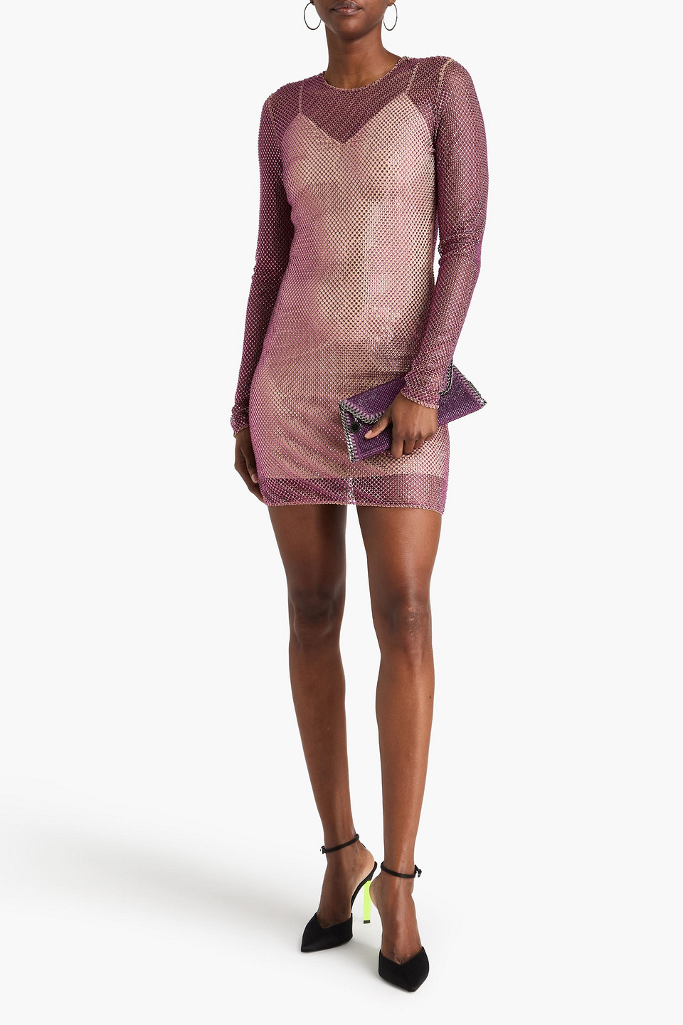  Stella Mccartney - Crystal-embellished Fishnet Mini Dress - Pink - It 34 