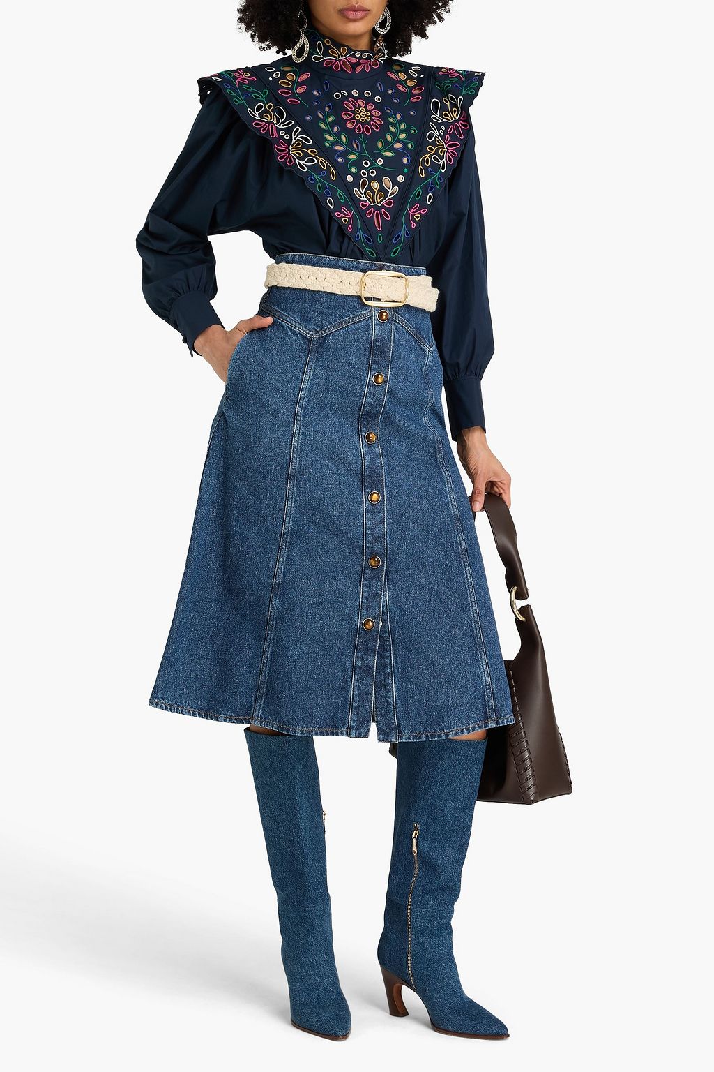 CHLOÉ Denim midi skirt