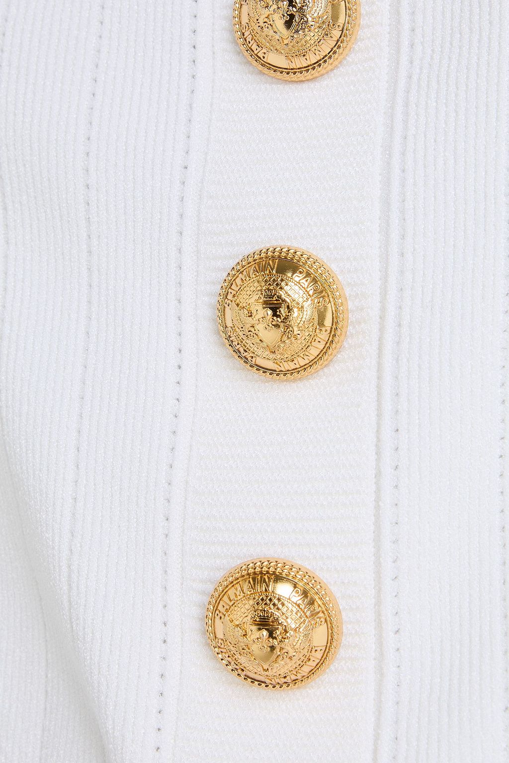 BALMAIN Cropped embellished ribbed-knit top