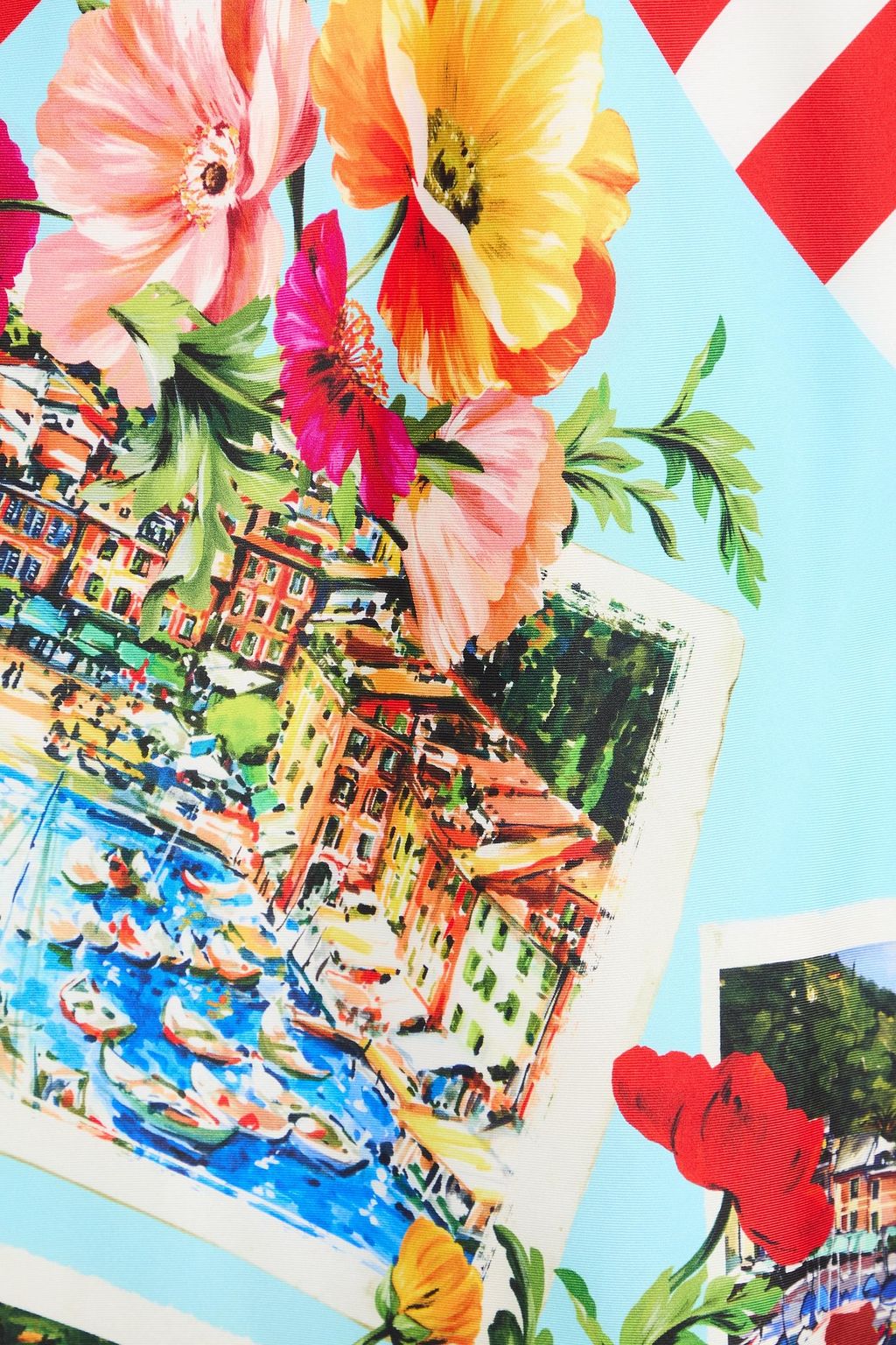 DOLCE&GABBANA بلوزة بياقة هالتر الدائرية وتصميم منسدل من حرير تويل مزين بطبعات الأزهار