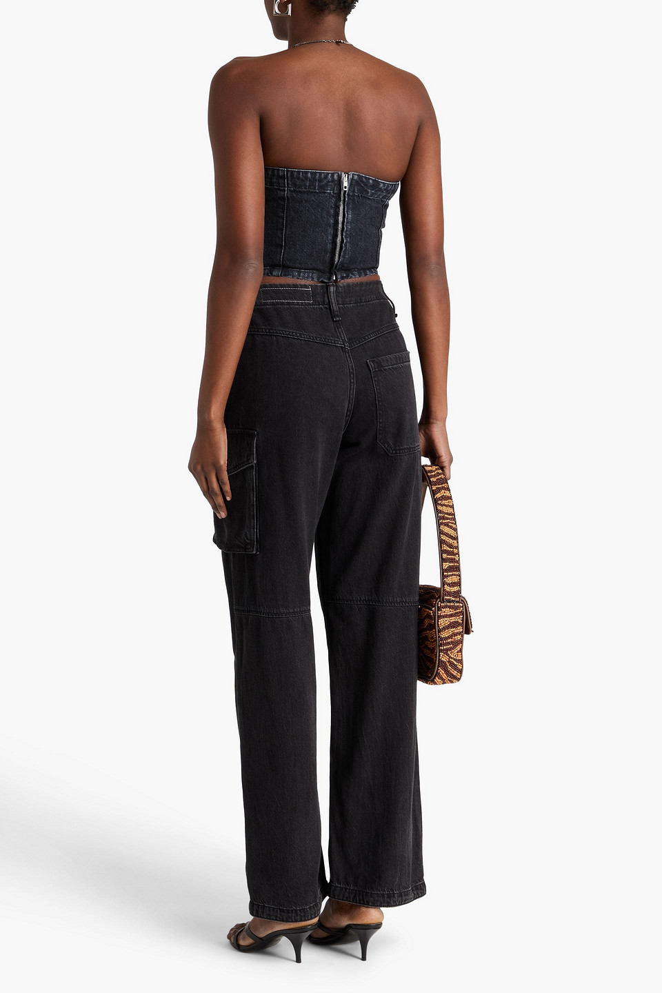  Stella Mccartney - Trägerloses Cropped Oberteil Aus Denim - Schwarz - It 38 