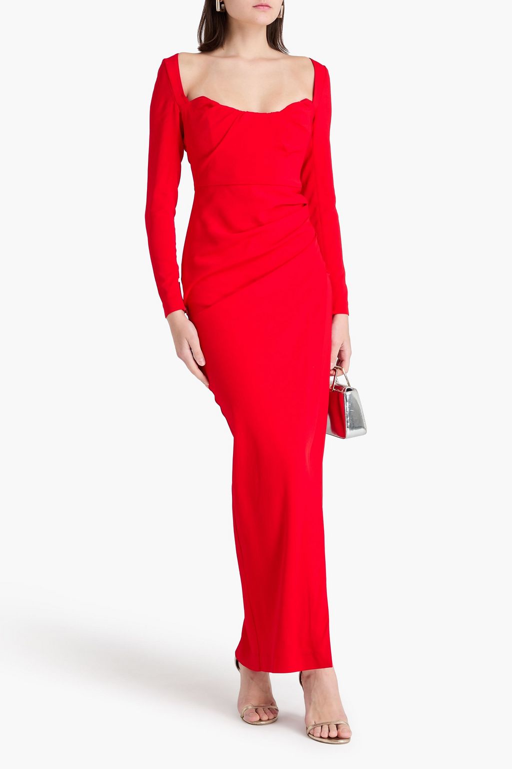 ROLAND MOURET Draped cady maxi dress