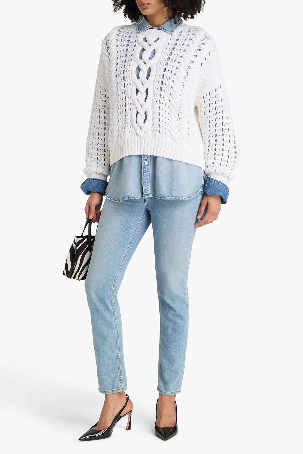 VALENTINO GARAVANI Cable-knit cotton-blend sweater