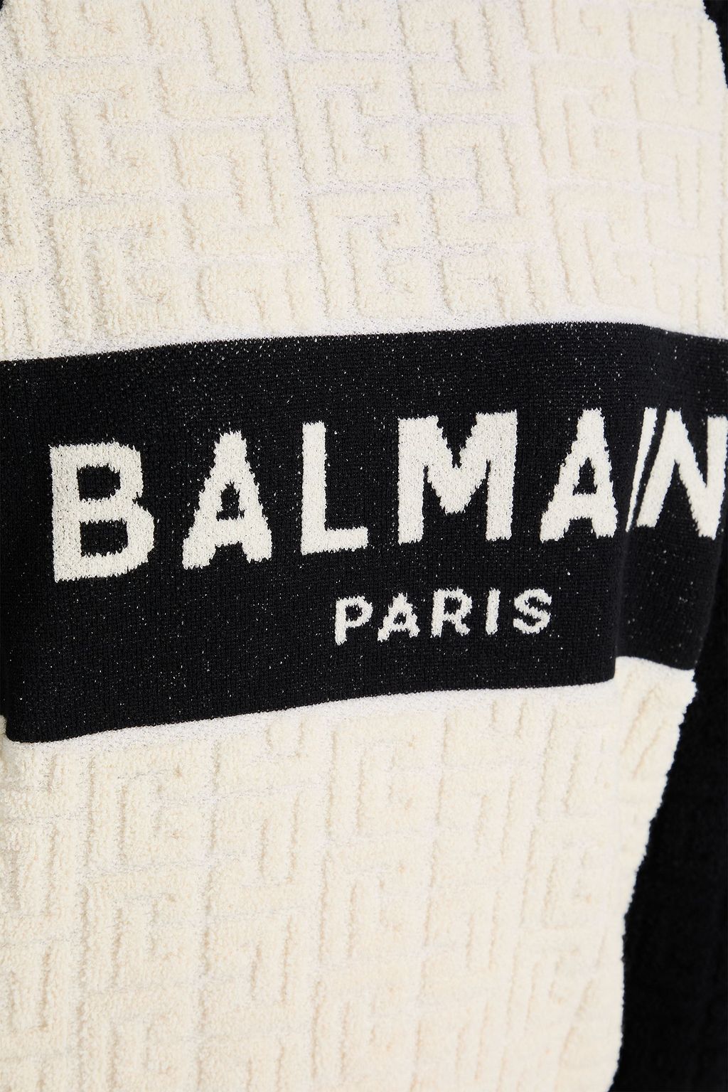 BALMAIN Jacquard-knit wool turtleneck sweater