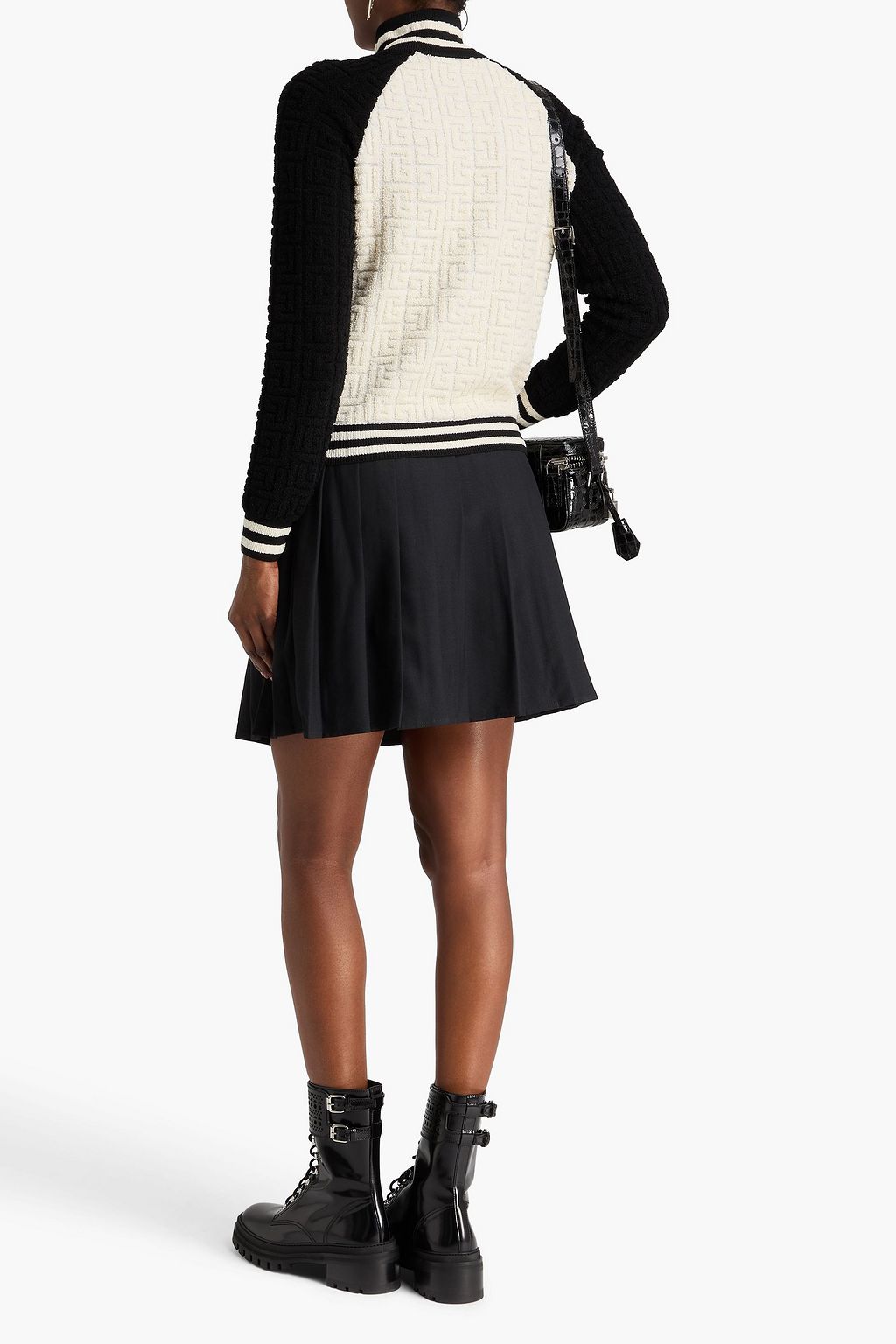 BALMAIN Jacquard-knit wool turtleneck sweater