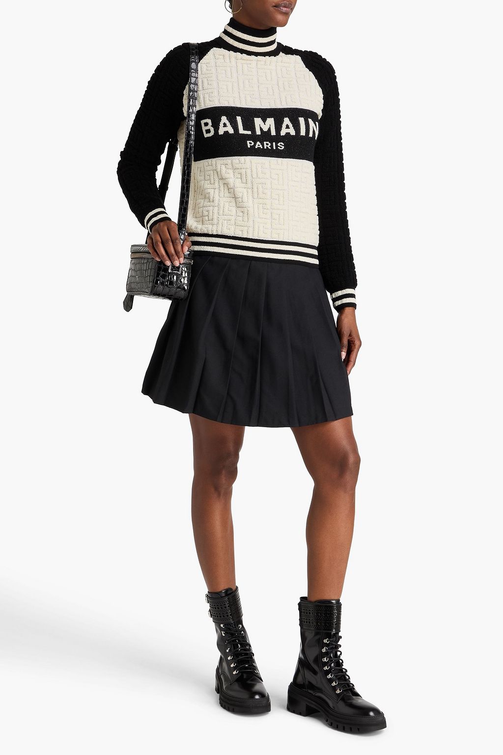 BALMAIN Jacquard-knit wool turtleneck sweater