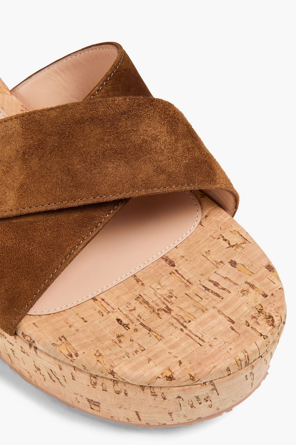 GIANVITO ROSSI صندل من الشامواه بكعب ويدج