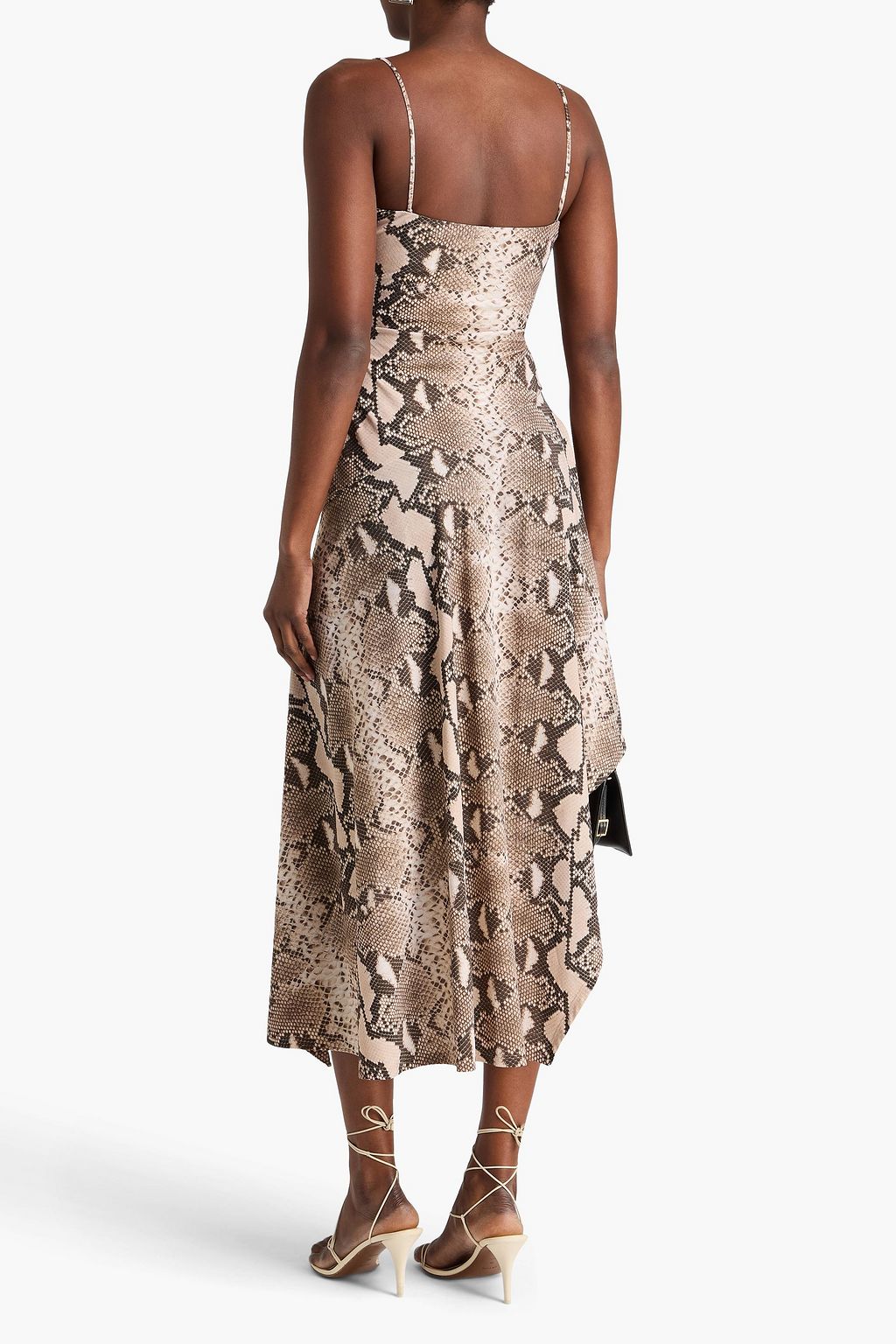 STELLA MCCARTNEY فستان بقصّة غير متماثلة من ساتان جيرسي بطبعة جلد الثعبان