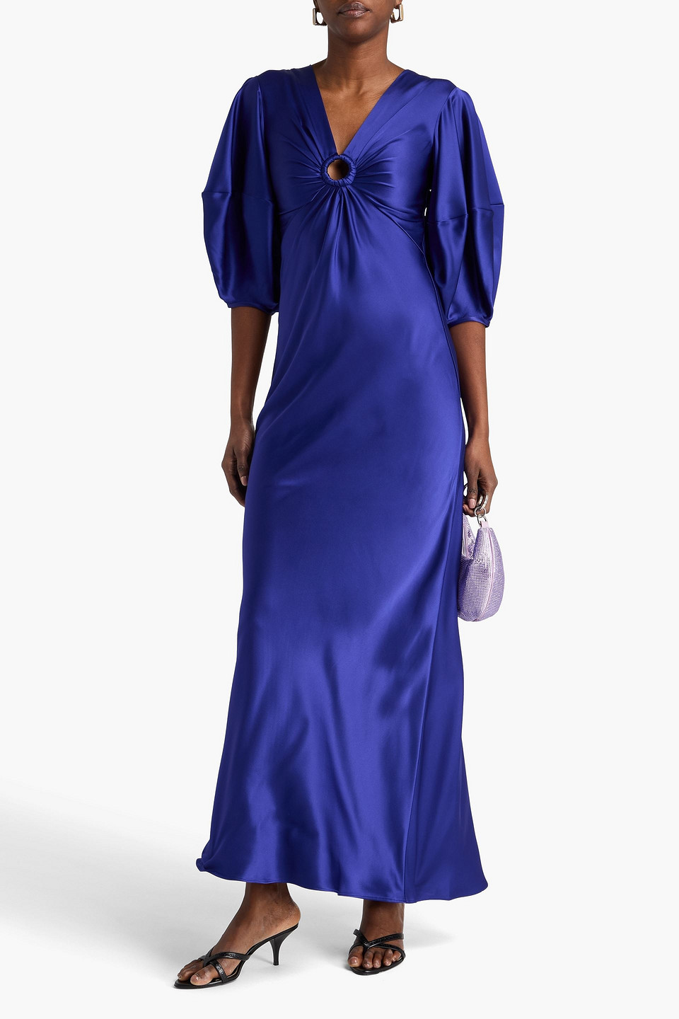  Stella Mccartney - Maxikleid Aus Satin Mit Ringdetails - Blau - It 34 