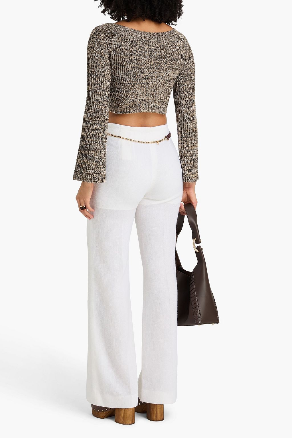 CHLOÉ Wool and cashmere-blend wide-leg pants