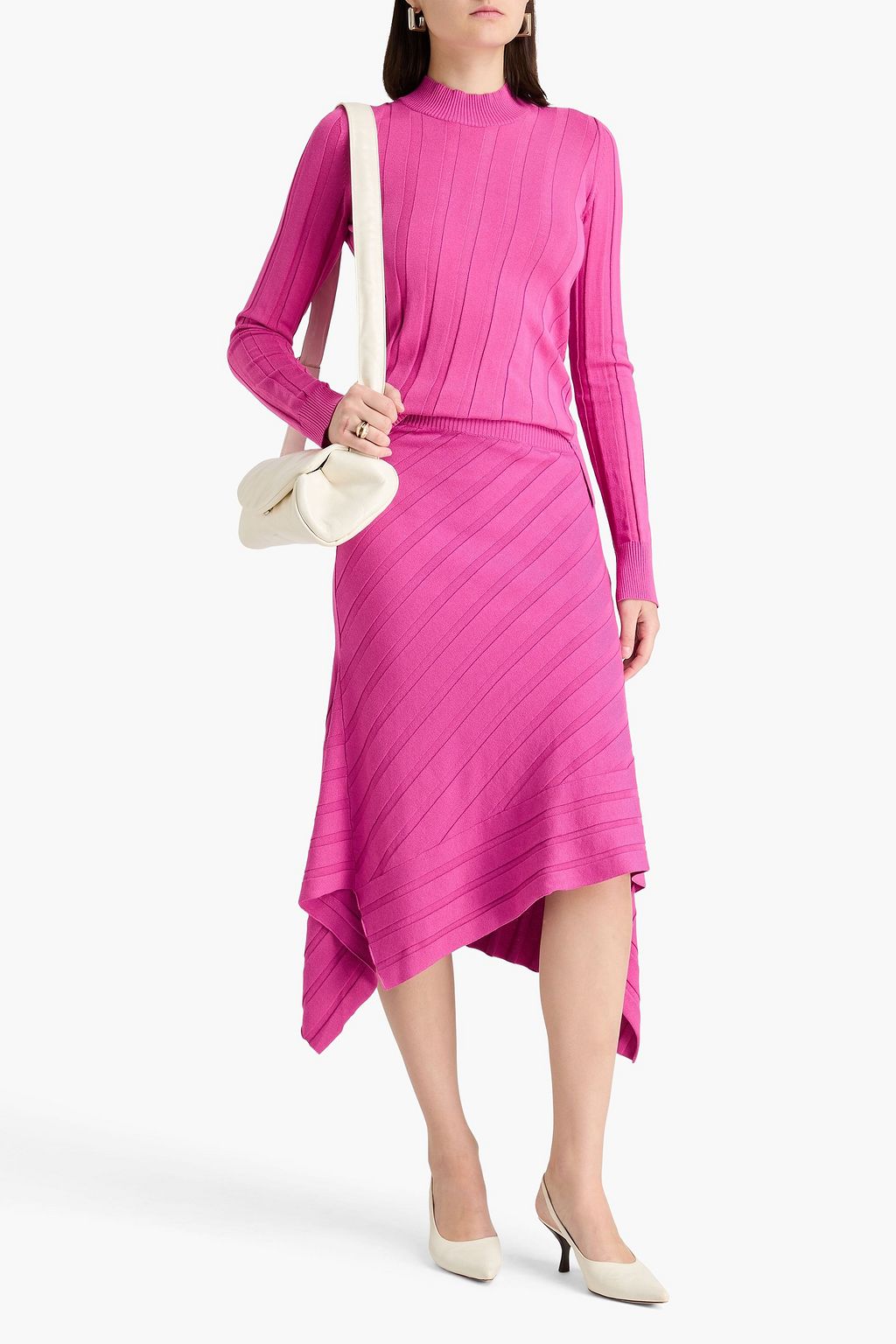 STELLA MCCARTNEY تنورة متوسطة الطول من نسيج بحبكة مضلّعة