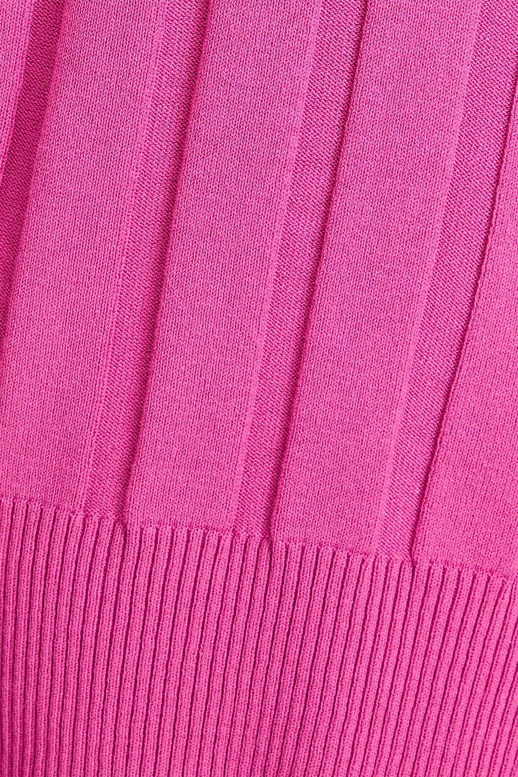 STELLA MCCARTNEY Asymmetric ribbed-knit mock-neck sweater