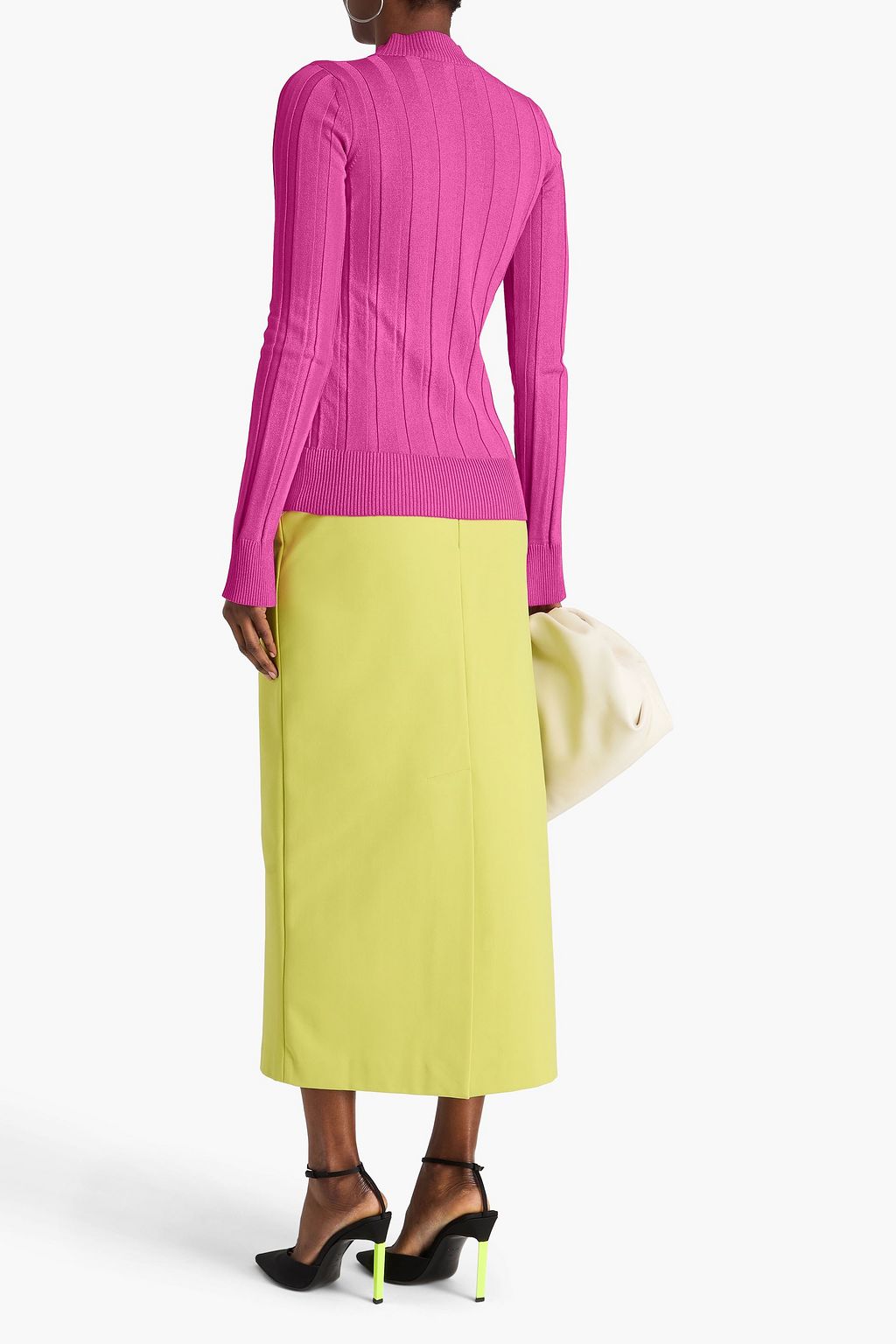 STELLA MCCARTNEY Asymmetric ribbed-knit mock-neck sweater